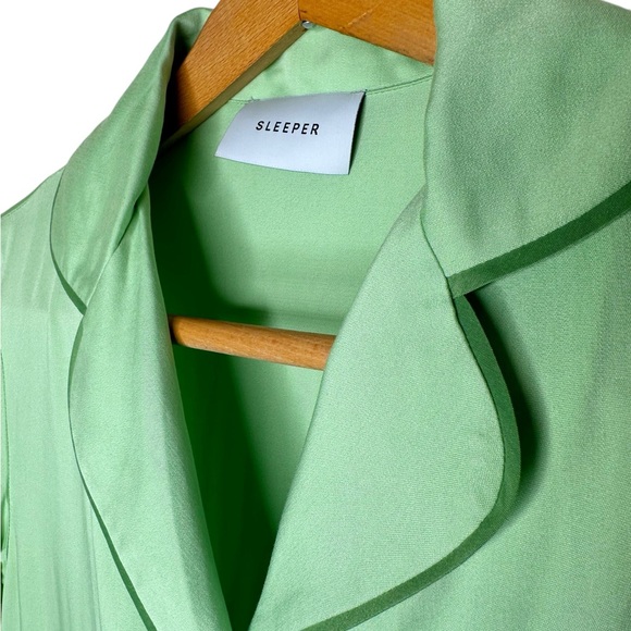 Sleeper Luxury Pajama Top Size XS Button Front Long Sleeve Mint Green Oversized - Picture 2 of 15